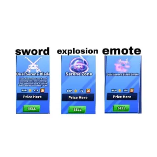 Dual Serene Blade Set (Sword + Emote + Explosion) - Blade Ball 