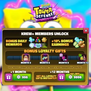 SpongeBob Tower Defense > Krew+ Members 12 Months [9995R] 