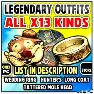 FALLOUT 76 APPAREL[ Any combo ] All 13 Legendary Outfits (Wedding Ring・Hunter's Long Coat・Tattered Mole Head)13 choose 1