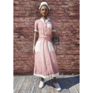 Asylum worker uniform pink with hat 
