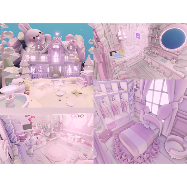 Adopt me cutecore huge pink mansion house glitch build - Roblox Game ...