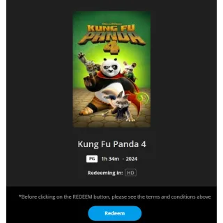 Kung Fu Panda 4 (HDX MoviesAnywhere US Code) (instant) [4k in iTunes]