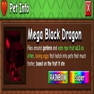 Mega Rainbow Black Dragon - Grow a Garden 2 | RUSH SALE