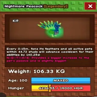 COLOSSAL/TITANIC PEACOCK 106KG+