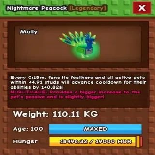 COLOSSAL/TITANIC NIGHTMARE PEACOCK 110KG+