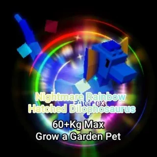 Huge Rainbow Hatched Dilophosaurus 60+Kg Max - Grow a Garden Pet