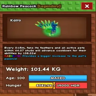 Rainbow Titanic Peacock (101.44 KG) 15s CD No Toy