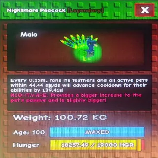 Nightmare Titanic Peacock (100.72KG) - Grow a Garden