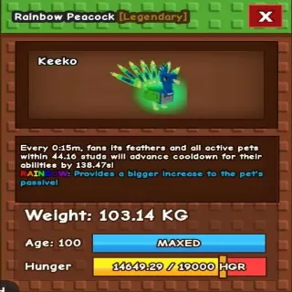 RAINBOW COLOSSAL/TITANIC PEACOCK (103.14KG) • 15s CD! 🔥🦚