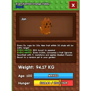 💎 COLOSSAL/TITANIC ORANGE TABBY 94.17KG/AGE100 (EVERCHANTED MUTATION) 💎 🔥 CLEAN + STACKED • WTS 🔥