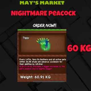 2x HUGE NIGHTMARE PEACOCK 60kg plus!