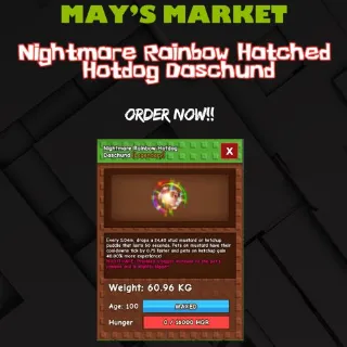 Nightmare Rainbow Hatched Hotdog Daschund 60KG PLUS