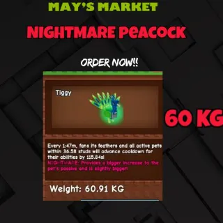 HUGE NIGHTMARE PEACOCK 60kg plus!
