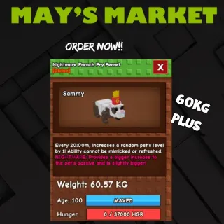 NIGHTMARE FRENCH FRY FERRET 60KG PLUS