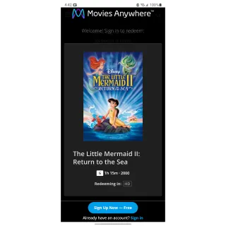 The Little Mermaid II: Return To The Sea HD/MA Ports 