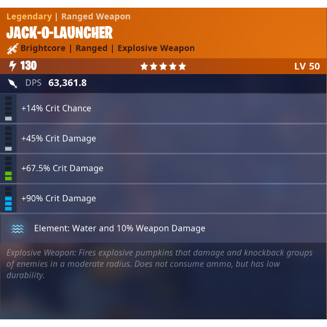 130 Jack O Launcher Fortnite Jack O Launcher 130 Modded Water Jacko In Game Items Gameflip