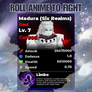 Lvl 7 - Cursed Madura (Six Realms) | Madura Evo | Roll Anime to Fight
