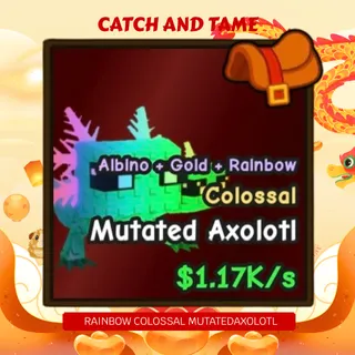 RAINBOW GOLD ALBINO MUTATED AXOLOTL