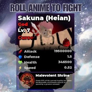 Lvl 7 - Double Cursed Sakuna (Heian) | Sukuna Evo | Roll Anime to Fight