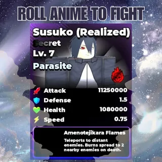 Max lvl - Parasite Susuko (Realized) | Cursed Mutation | Roll Anime to Fight
