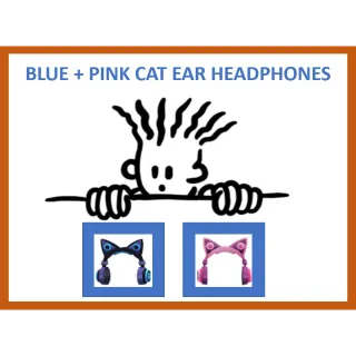 Blue + Pink Cat Ear Headphones