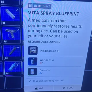 vita spray blueprint