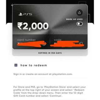 2000 INR PSN PlayStation Store Network IN | India