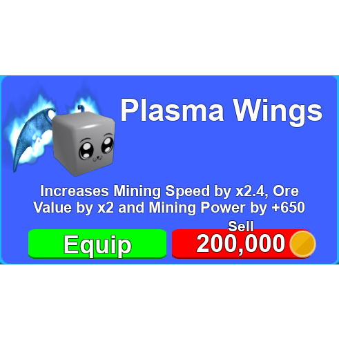 Other Plasma Wings Mining Sim In Game Items Gameflip - how to get wings in roblox mining simulator