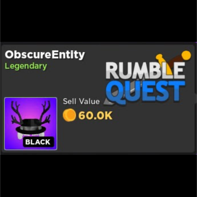 Other Op Obscureentity Black Painted Rumble Quest Legendary Cosmetics Hat Dq In Game Items Gameflip - roblox dq