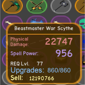 Other Beastmaster War Scythe In Game Items Gameflip - roblox dungeon quest electric boom