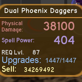 Other Dungeon Quest Dual Phoenix Daggers Dq In Game Items