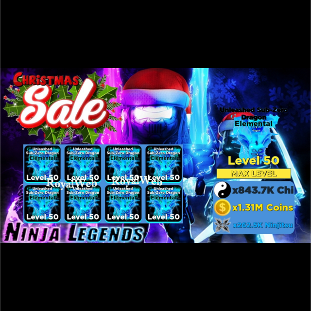 Pet Op 8x Unleashed Sub Zero Dragon Elemental Max Level 50 Ninja Legend Roblox In Game Items Gameflip - how to look like ninja for 0 robux roblox