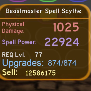 beastmaster spell scythe dungeonquestroblox wiki fandom
