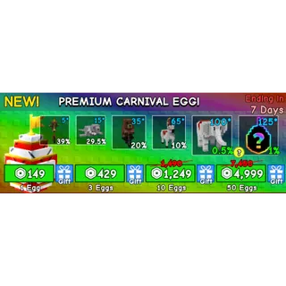 50X  PREMIUM CARNIVAL EGG - GROW A GARDEN