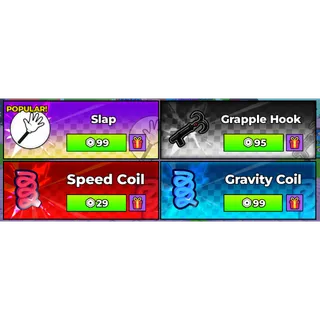 slap , grapple hook , speed coil , gravity coil - Find the Brainrot