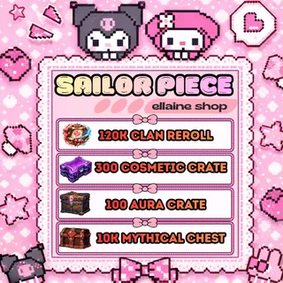 GOD TIER BUNDLE | 120K Clan Reroll + 300 Cosmetic Crate + 100 Aura Crate + 10K Mythical Chest - Sailor Piece