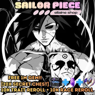 Madara Set with F Move [with free 20 secret chest + 10k Trait Reroll + 10k Race Reroll] - Sailor Piece