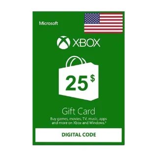 $25.00 USD Xbox Gift Card