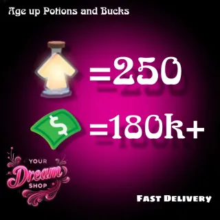 Adopt Me age up potion and bucks