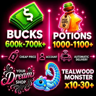 🧪 Age Up Potions + 💰 Bucks + ✨ Tealwood Monster