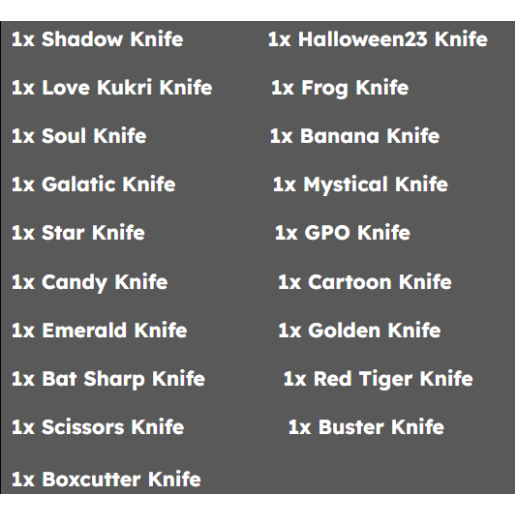 Da Hood Knife Collection - Game Items - Gameflip