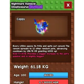 Rainbow hatched dilophosaurus 60+kg