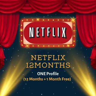 NETFLIX 12 MONTHS + 1 MONTH FREE ONE PROFILE