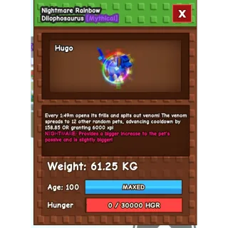 Rainbow hatch dilophosaurus