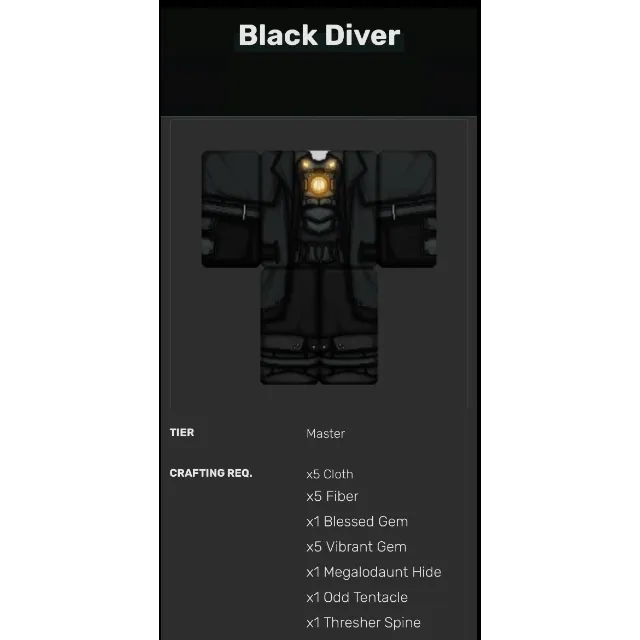 Black Diver Outfit Deepwoken - Deep Woken Vật phẩm ảo - Gameflip