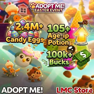 2.4-2.7M+ Candy Eggs | 100K-110K Bucks | 105-135 Pots