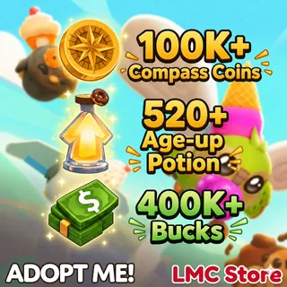 🧭100-130K+ Compass Coins | 💰400K+ Bucks | 🧪520+ Age-Up Potion
