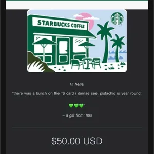 $50 Starbucks Gift Card 