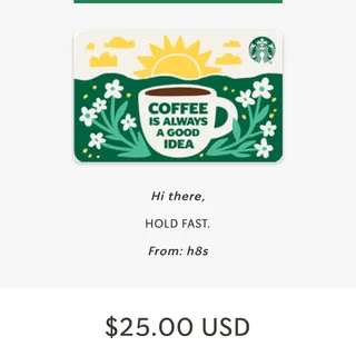 $25 Starbucks gift card