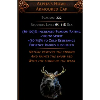 Alpha's Howl Armoured Cap ⭐HIgh Stats⭐ Fate of the Vaal